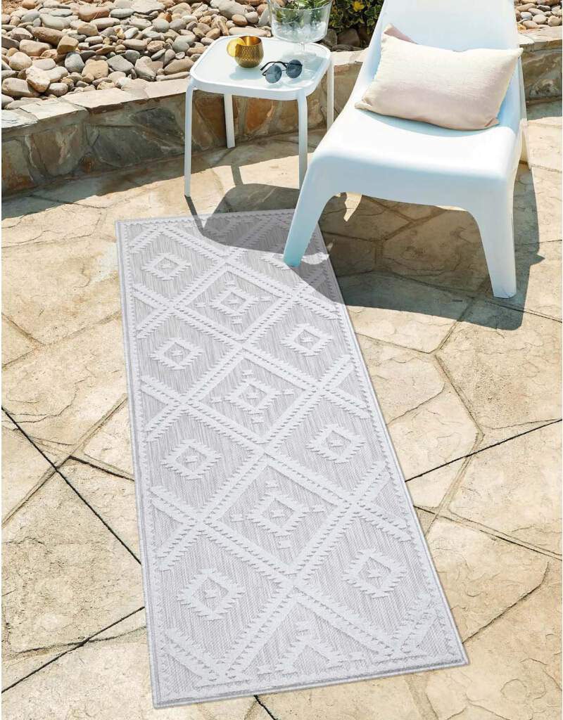 Carpet City Teppich »In-& Outdoorteppich Santorini 454, 3D-Effekt, Raute-Optik«, rechteckig, 5 mm Höhe, Wetterfest & UV-beständig für Terrasse, Balkon, Küche, Flur von Carpet City