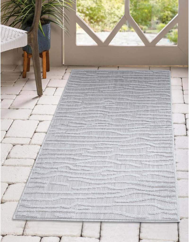 Carpet City Teppich »In-& Outdoorteppich Santorini 450, 3D-Effekt, Gestreift«, rechteckig, 5 mm Höhe, Wetterfest & UV-beständig für Terrasse, Balkon, Küche, Flur von Carpet City