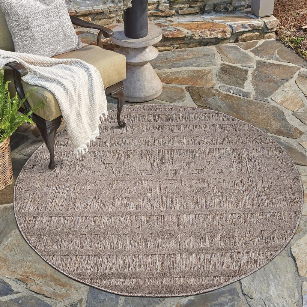 Carpet City Teppich »In-& Outdoorteppich Santorini 411, 3D-Effekt, Boho-Optik«, rund, Wetterfest & UV-beständig für Terrasse, Balkon, Küche, Flur von Carpet City