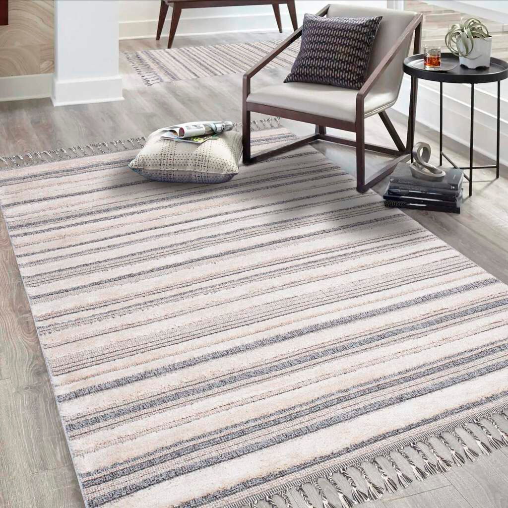 Carpet City Teppich »Valencia 807«, rechteckig, 20 mm Höhe, Boho-Stil, Gestreift, 3D-Effekt, mit Fransen, Sisal von Carpet City