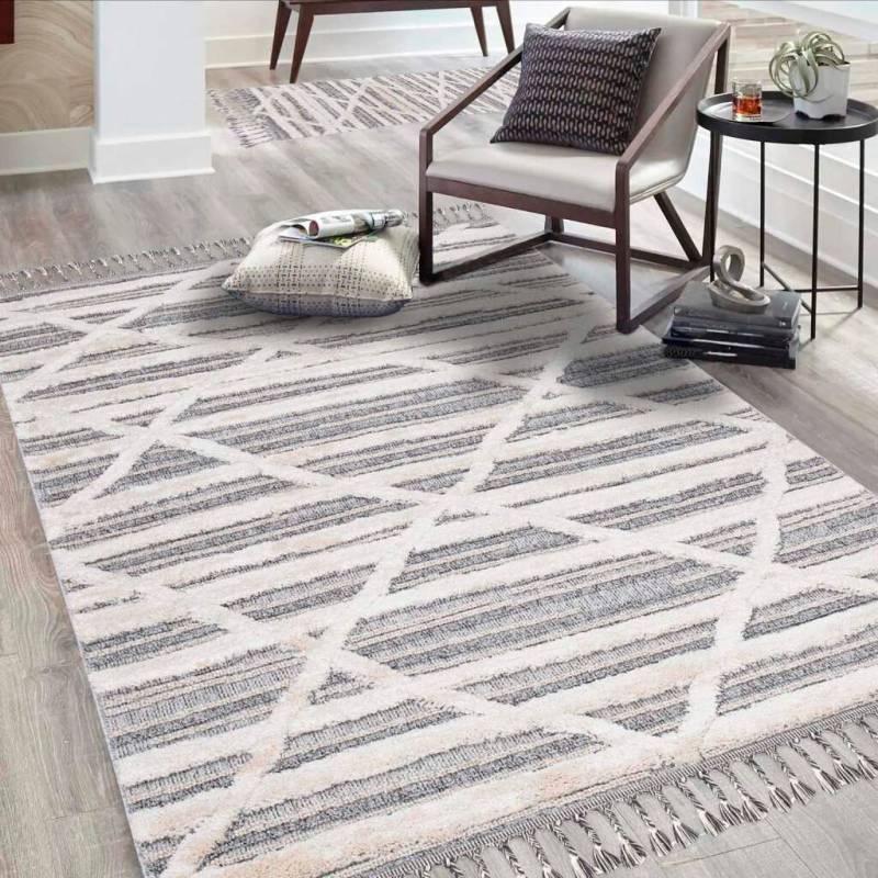 Carpet City Teppich »Valencia 810«, rechteckig, Boho-Stil, Raute-Muster, 3D-Effekt, mit Fransen, Sisal von Carpet City