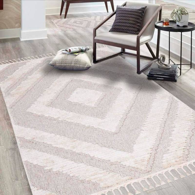 Carpet City Teppich »Valencia 813«, rechteckig, Boho-Stil, Raute-Muster, 3D-Effekt, mit Fransen, Sisal von Carpet City