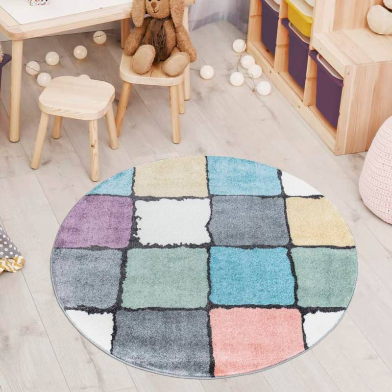 Carpet City Teppich »YOUNG919«, rund, 11 mm Höhe, Bunter Kinderteppich mit Karo-Muster von Carpet City