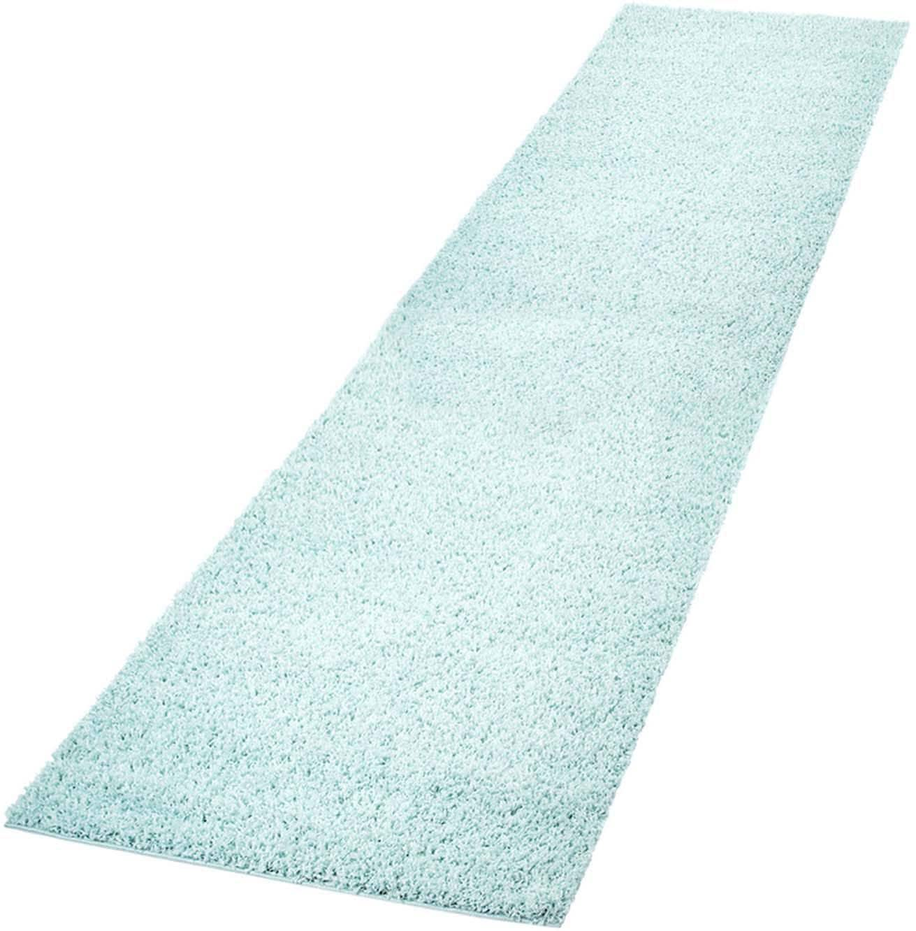 Carpet City Hochflor-Läufer »Pastell Shaggy300«, rechteckig, 30 mm Höhe, Shaggy Hochflor Teppich, Uni Farben, Weich, ideal für Flur & Diele von Carpet City