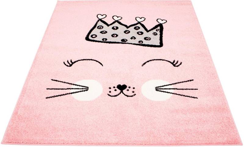 Carpet City Kinderteppich »Bubble Kids 1331«, rechteckig, 11 mm Höhe, Spielteppich, Katze, Krone, Weicher Flor, Pflegeleicht, Kinderzimmer von Carpet City