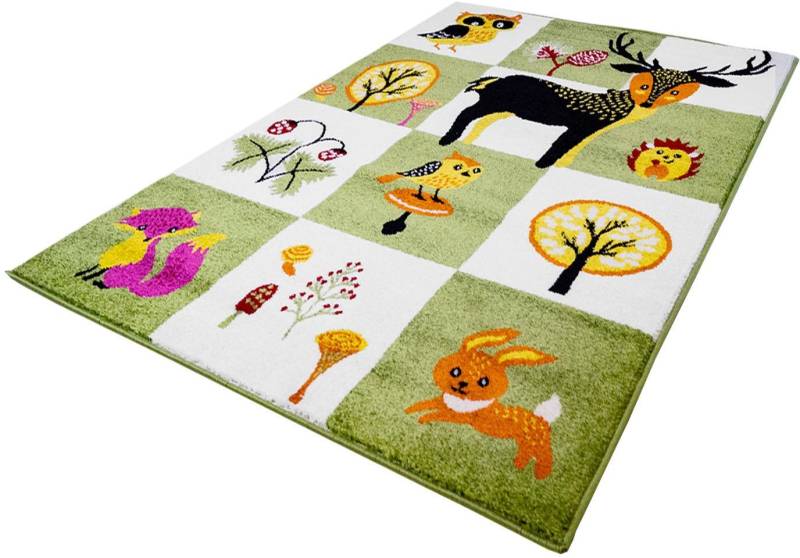 Carpet City Kinderteppich »Moda Kids 1510«, rechteckig, 11 mm Höhe, Wald Tiere, Kurzflorteppich von Carpet City