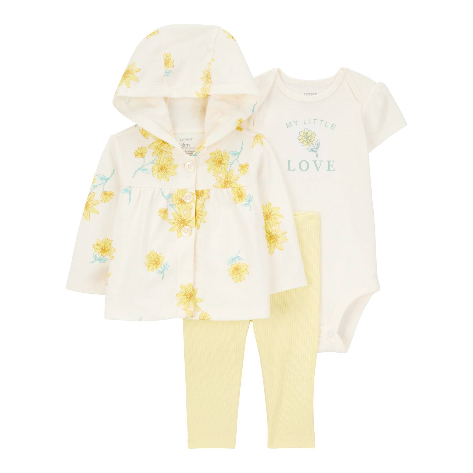 3-tlg. Set Body kurzarm, Sweatjacke und Leggings Blumen von Carter's