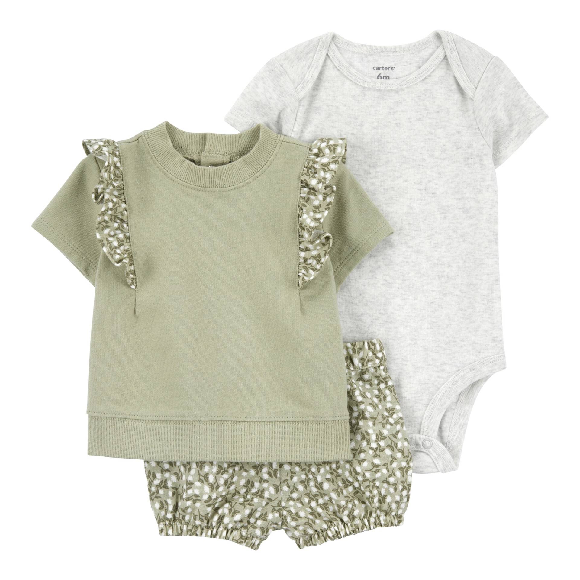 3-tlg. Set Body kurzarm, T-Shirt und Shorts Blumen von Carter's