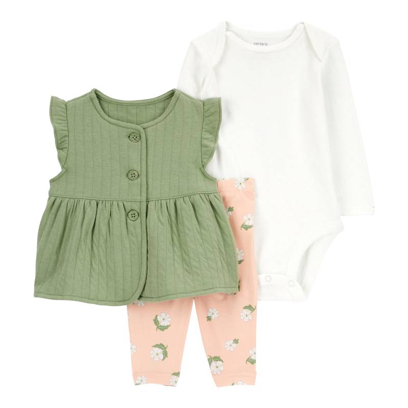 3-tlg. Set Body langarm, Weste und Leggings Blumen von Carter's