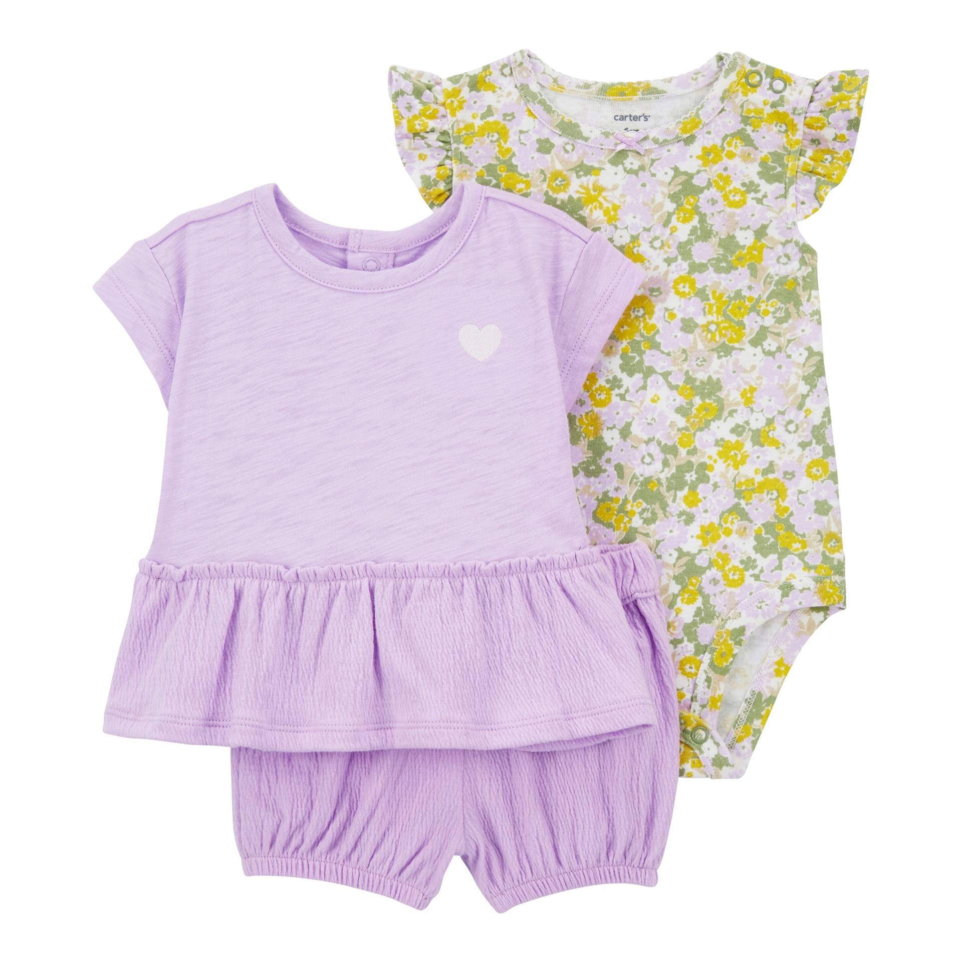 3-tlg. Set Body ohne Arm, T-Shirt und Shorts Blumen 3-tlg. Set Body ohne Arm, T-Shirt und Shorts Blumen von Carter's