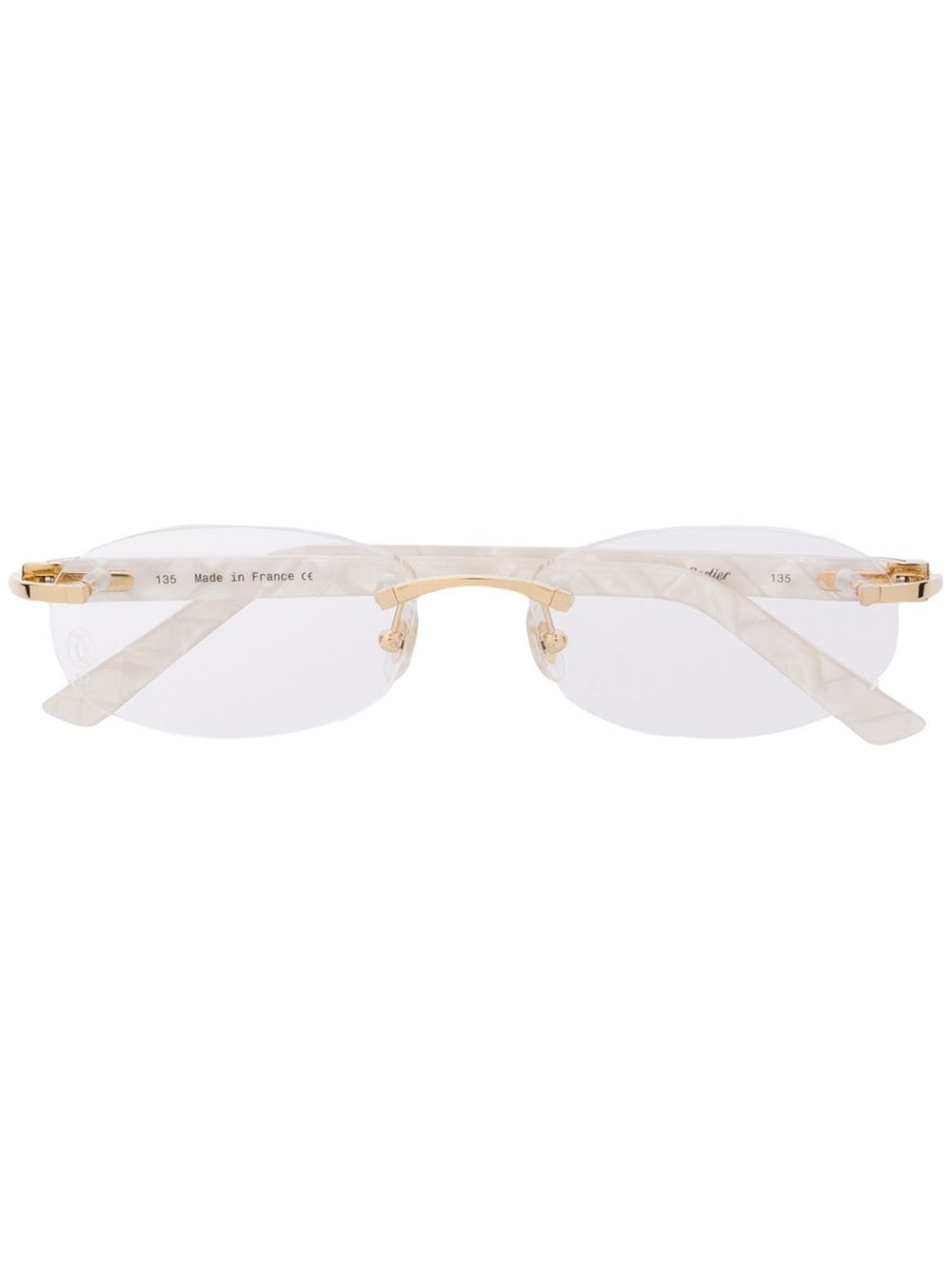 Cartier Eyewear C Décor rimless oval-frame glasses - White von Cartier Eyewear