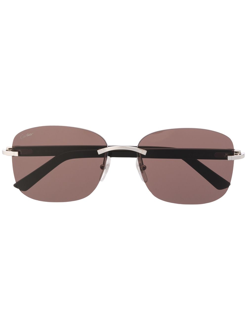 Cartier Eyewear C Décor rimless rectangular-frame sunglasses - Black von Cartier Eyewear