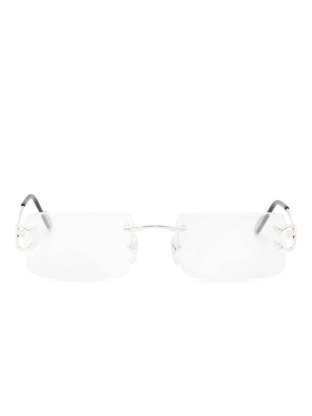 Cartier Eyewear C rectangle-frame glasses - Silver von Cartier Eyewear