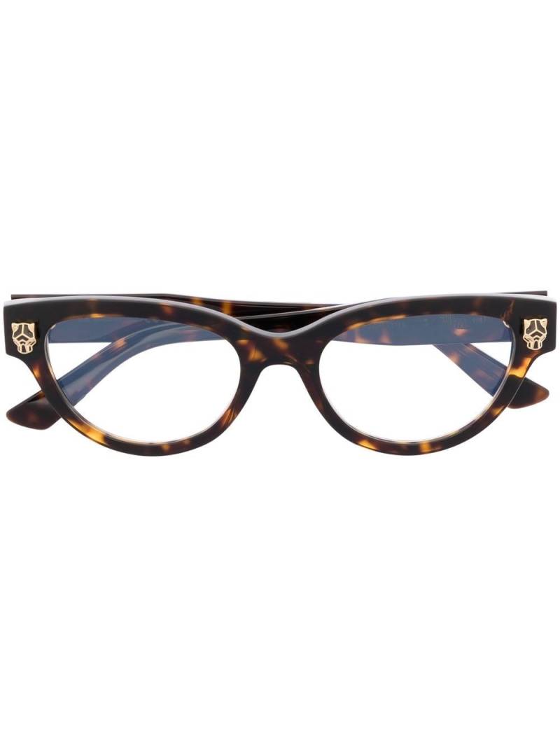 Cartier Eyewear Panther-plaque cat-eye glasses - Brown von Cartier Eyewear