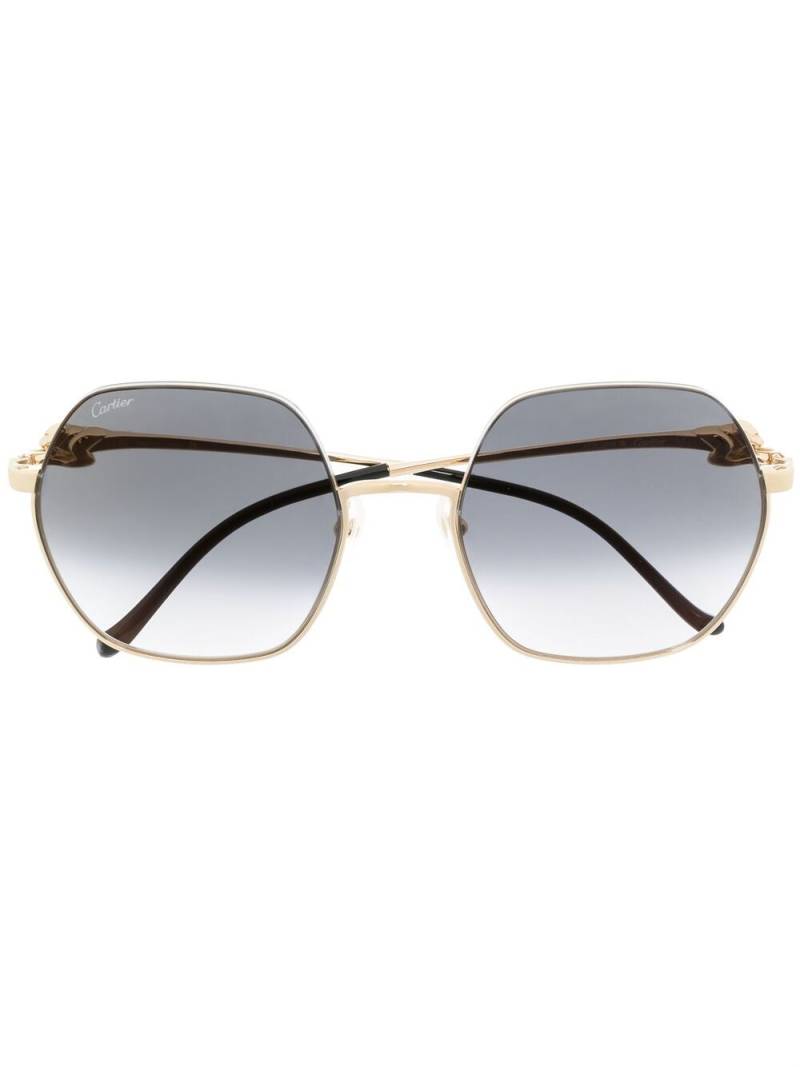 Cartier Eyewear Panthére hexagonal-frame sunglasses - Gold von Cartier Eyewear