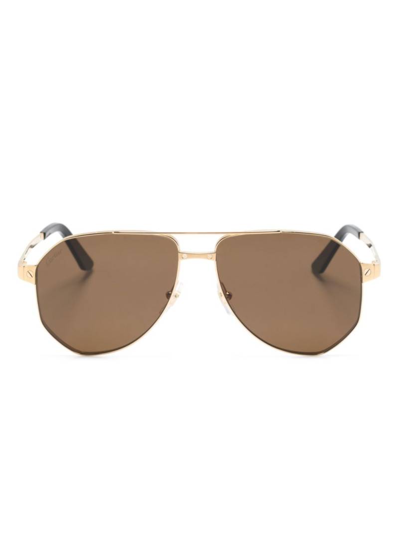 Cartier Eyewear Santos de Cartier pilot-frame sunglasses - Gold von Cartier Eyewear