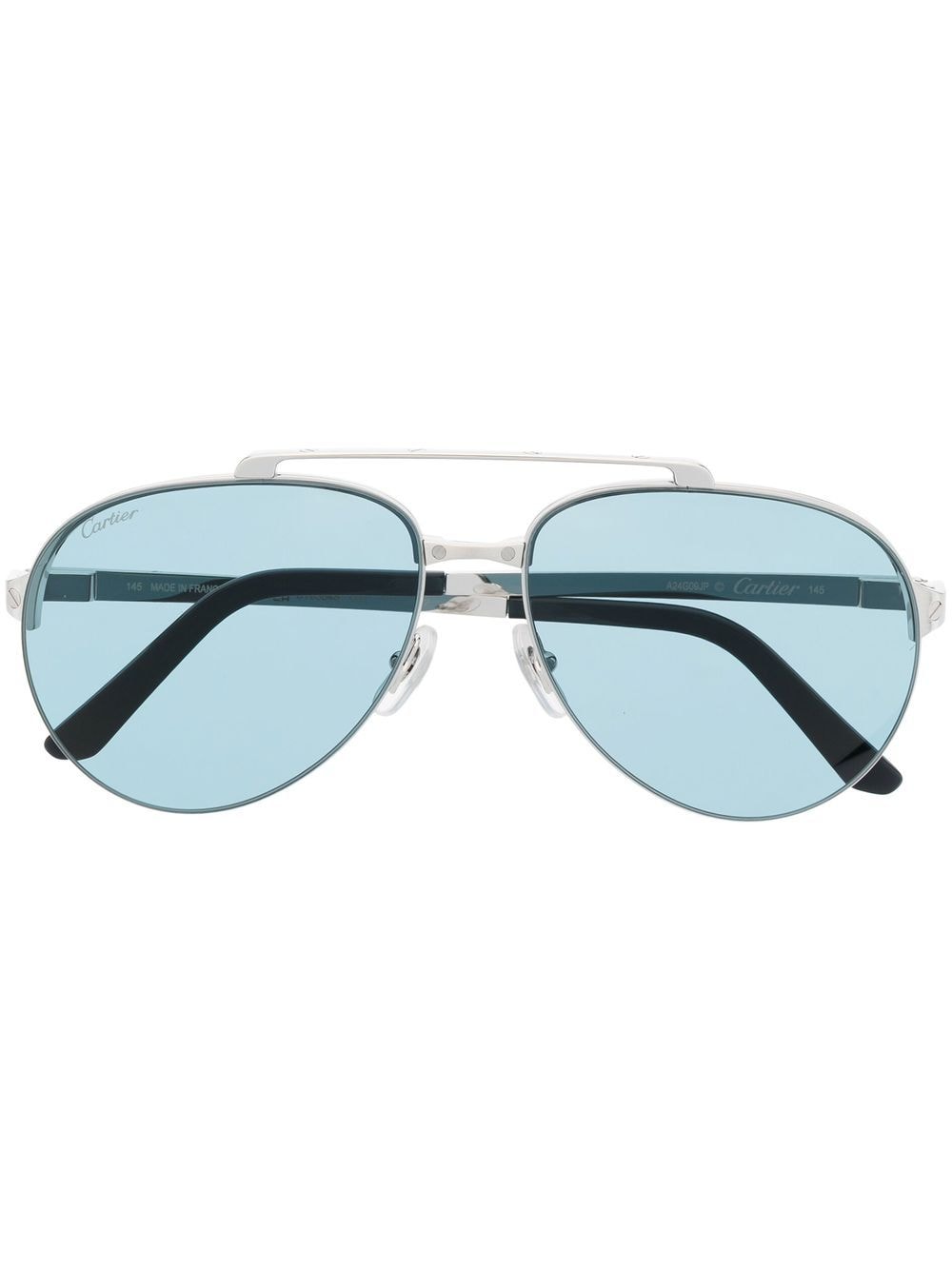 Cartier Eyewear Santos de Cartier pilot-frame sunglasses - Silver von Cartier Eyewear