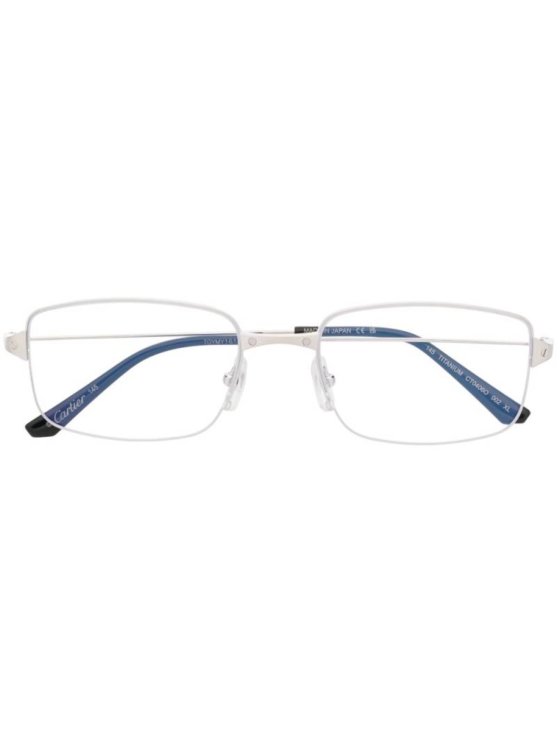 Cartier Eyewear clear-lenses rectangle-framed glasses - Silver von Cartier Eyewear