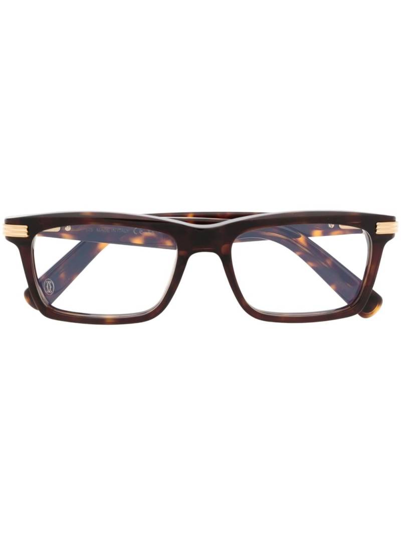 Cartier Eyewear engraved-detail square glasses - Brown von Cartier Eyewear