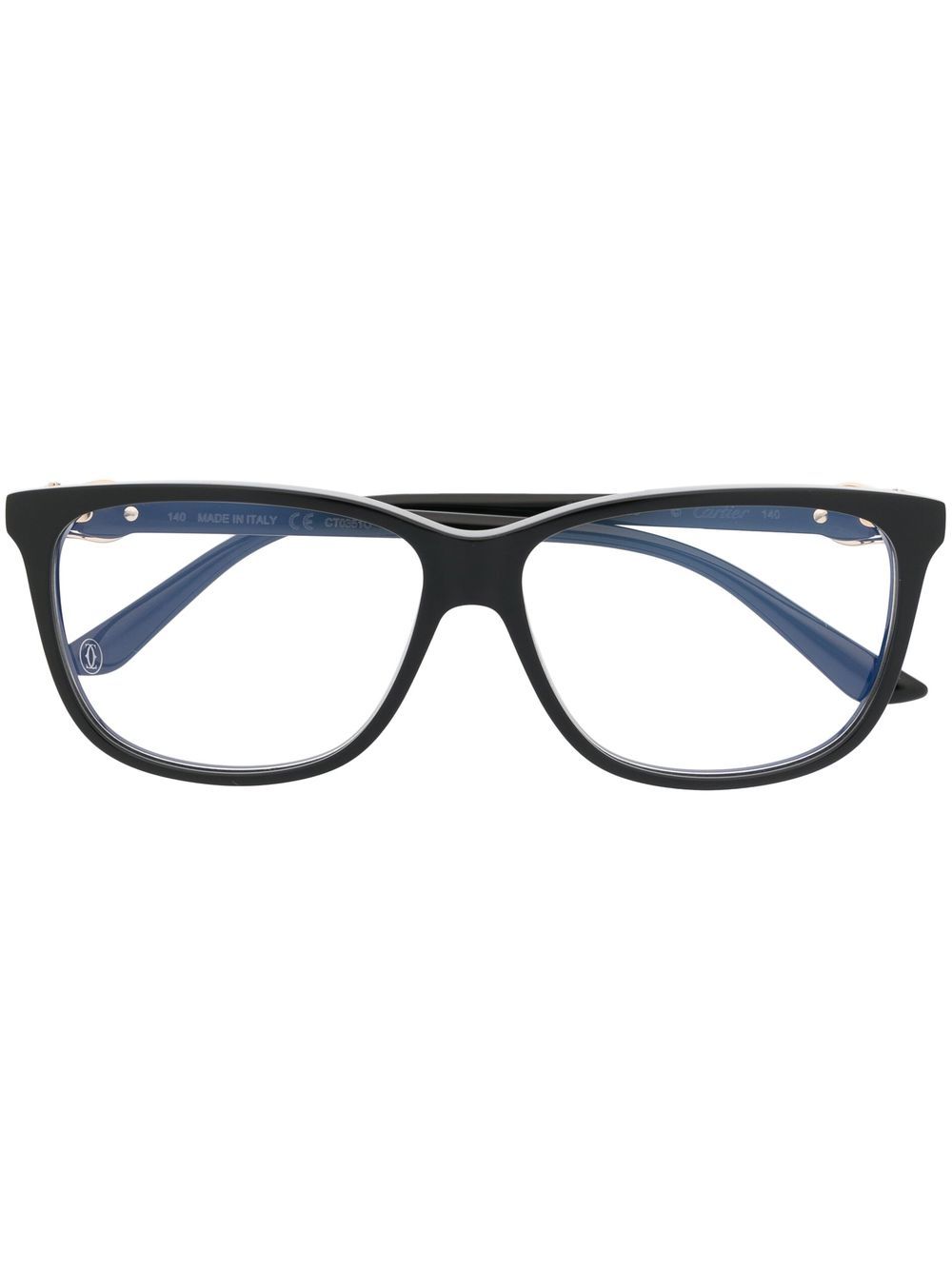 Cartier Eyewear engraved logo square-frame glasses - Black von Cartier Eyewear