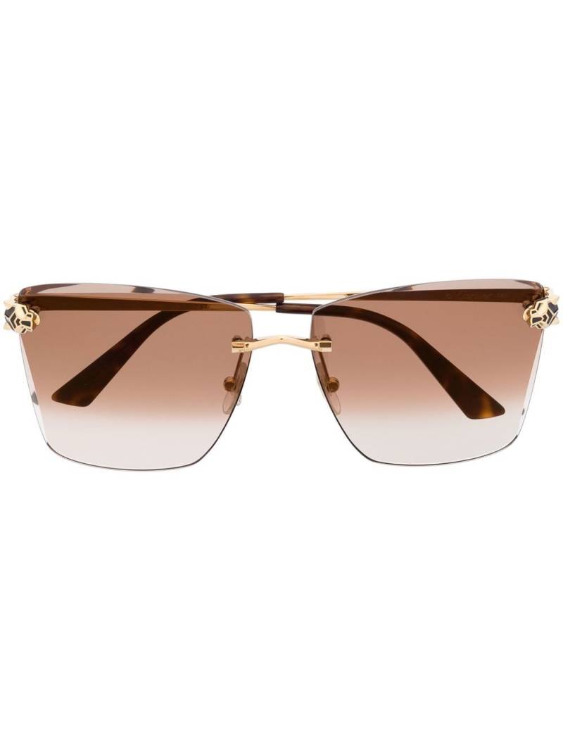 Cartier Eyewear logo-detail square frame sunglasses - Gold von Cartier Eyewear