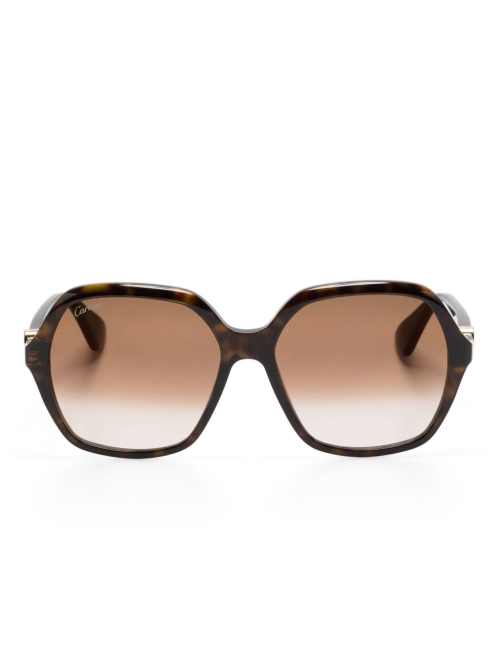 Cartier Eyewear logo-plaque geometric-frame sunglasses - Brown von Cartier Eyewear