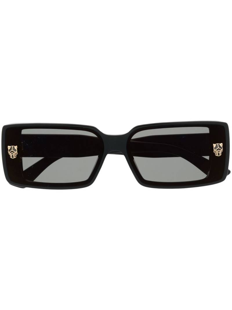 Cartier Eyewear logo plaque rectangle-frame sunglasses - Black von Cartier Eyewear