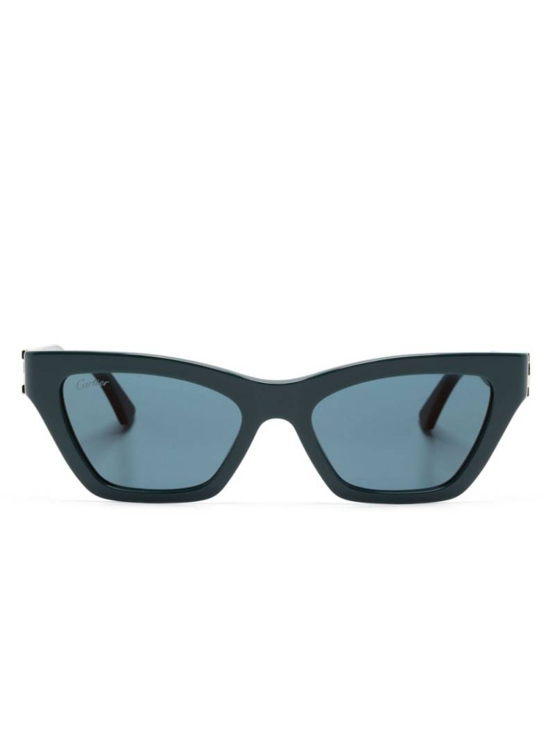 Cartier Eyewear logo-plaque rectangle-frame sunglasses - Blue von Cartier Eyewear