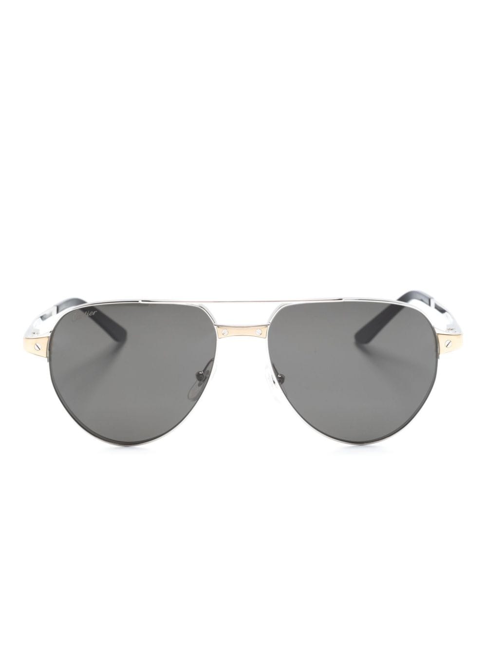 Cartier Eyewear logo-plaque rectangle-frame sunglasses - Silver von Cartier Eyewear