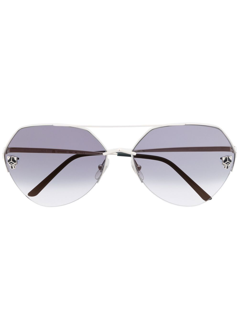 Cartier Eyewear panther head-detail sunglasses - Silver von Cartier Eyewear