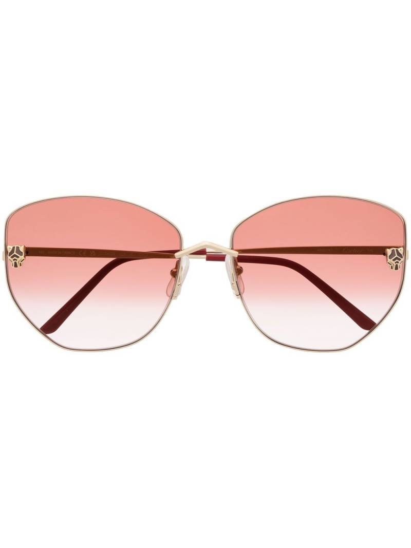 Cartier Eyewear panther-plaque butterfly-frame sunglasses - Gold von Cartier Eyewear