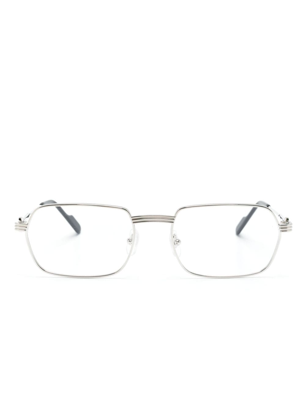 Cartier Eyewear polished rectangle-frame glasses - Silver von Cartier Eyewear