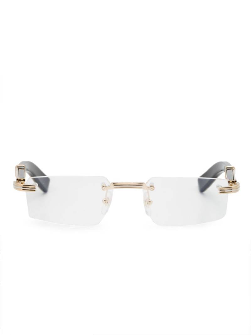 Cartier Eyewear rimless rectangle-frame glasses - Grey von Cartier Eyewear