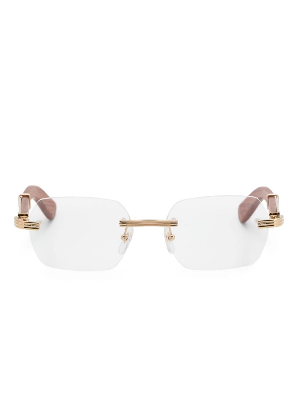 Cartier Eyewear rimless rectangle-frame glasses - Neutrals von Cartier Eyewear