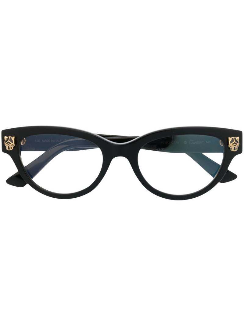 Cartier Eyewear signature panther round-frame glasses - Black von Cartier Eyewear