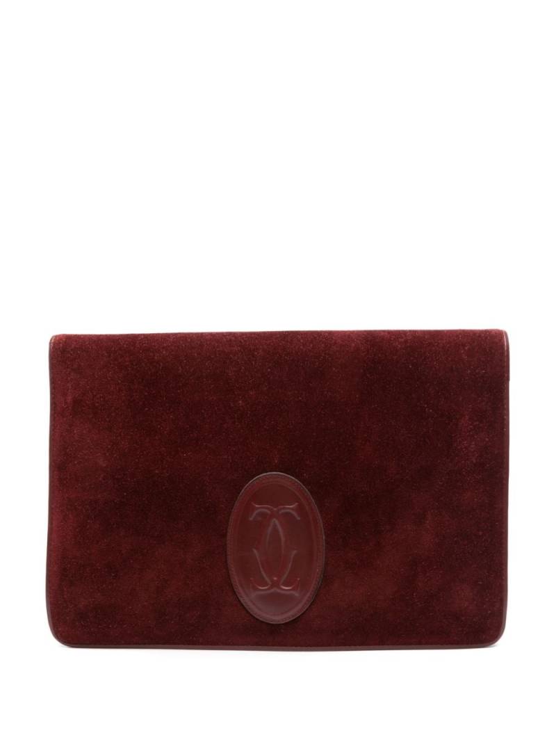 Cartier 1990s appliqué-logo suede clutch - Red von Cartier