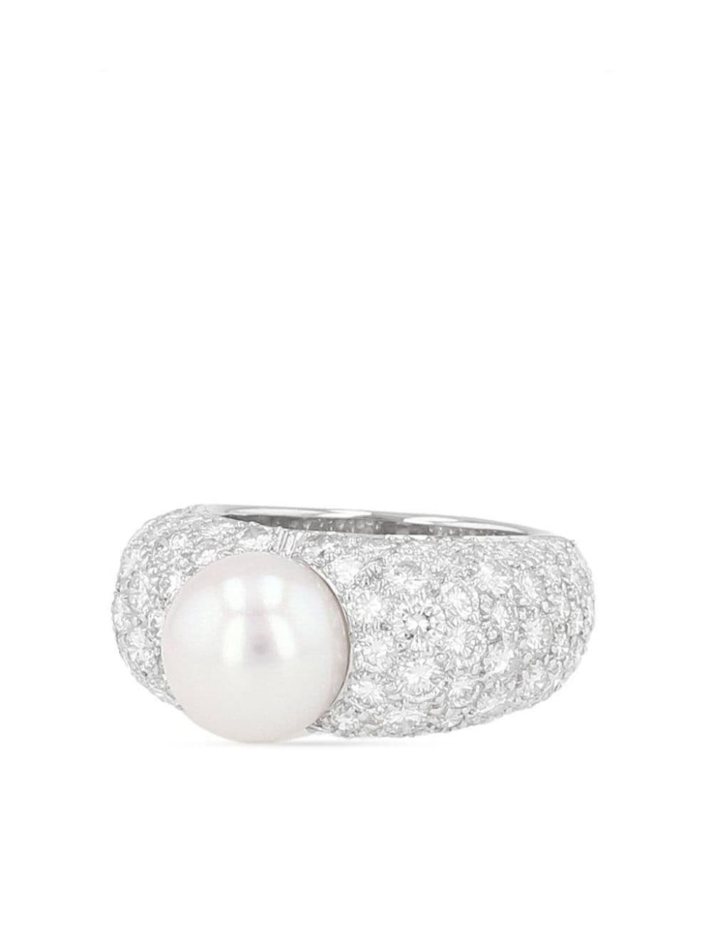 Cartier 2010s 18kt white gold Juliette diamond and pearl ring - Silver von Cartier