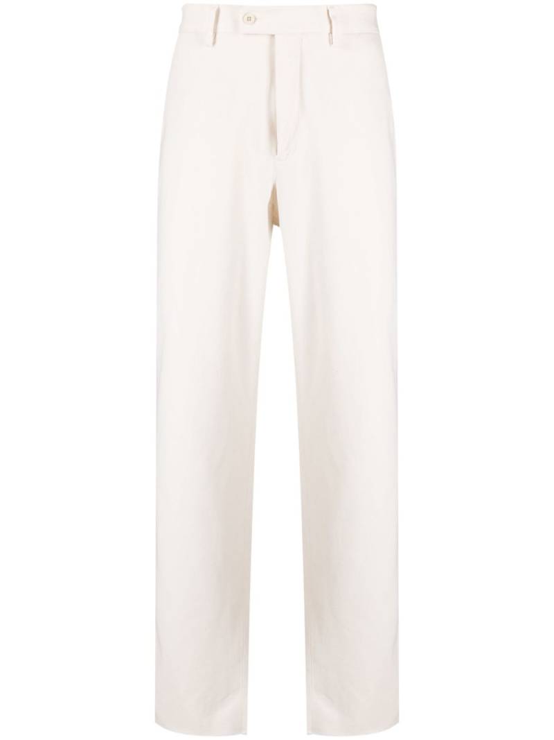 Caruso off-centre fastening cotton trousers - Neutrals von Caruso