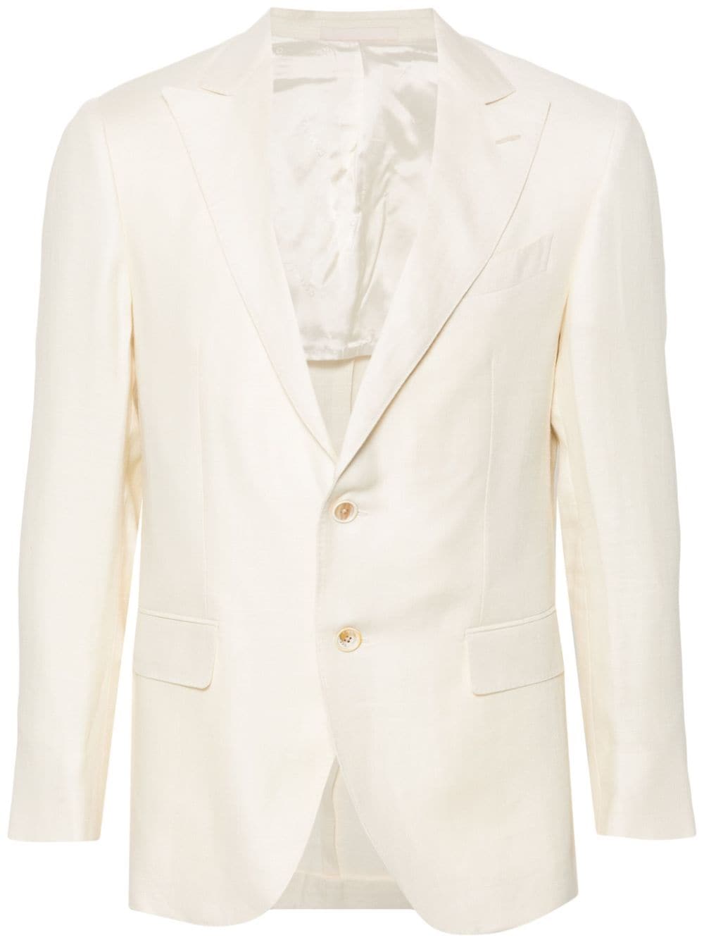 Caruso single-breasted slub blazer - White von Caruso