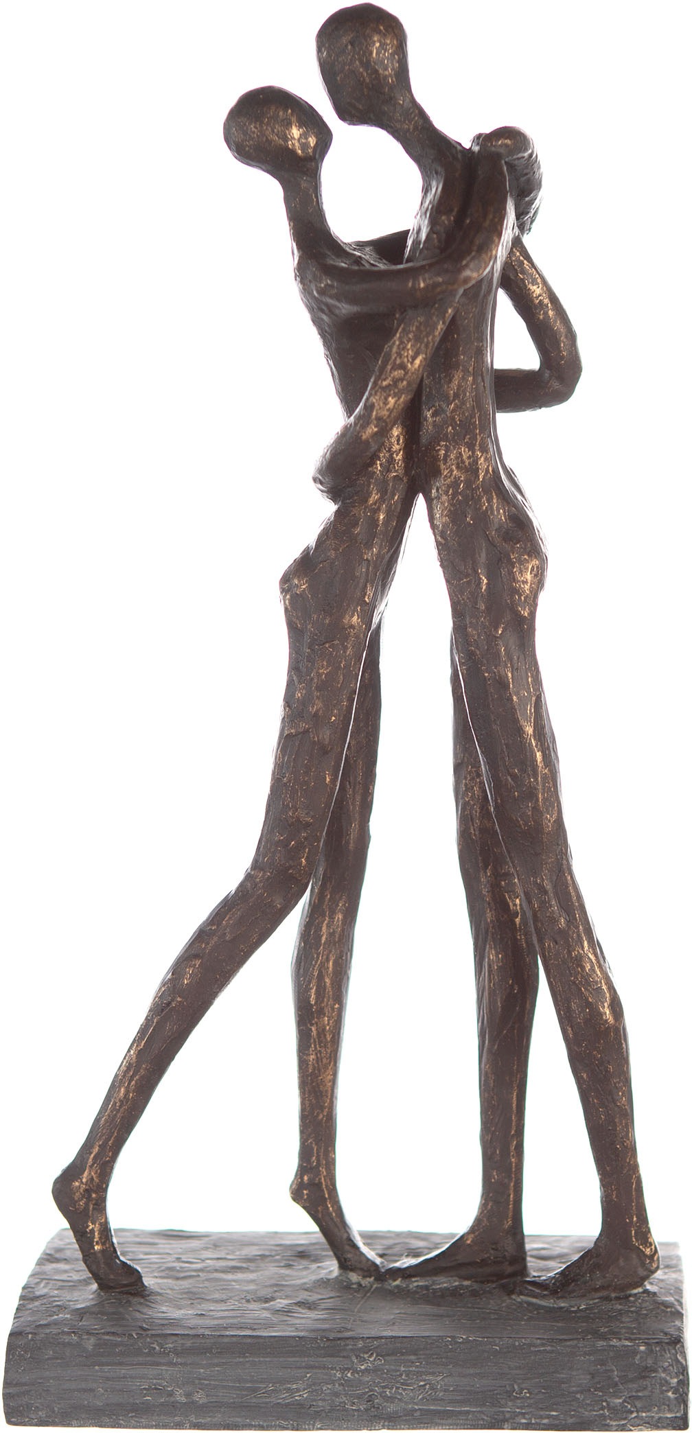 Casablanca by Gilde Dekofigur »Skulptur Cuddle, bronzefarben/grau«, Dekoobjekt, Höhe 32 cm, Pärchen, mit Spruchanhänger, Wohnzimmer von Casablanca by Gilde
