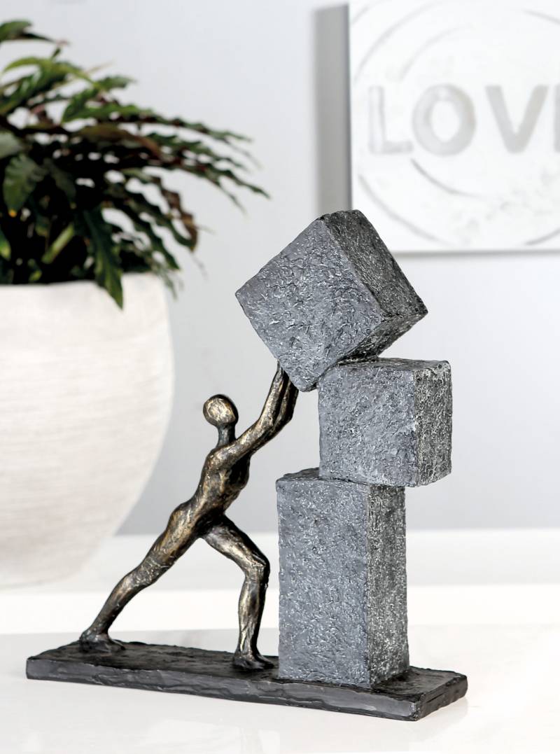 Casablanca by Gilde Dekofigur »Skulptur Stacking, bronzefarben/grau«, Dekoobjekt, Höhe 31 cm, mit Spruchanhänger, Wohnzimmer von Casablanca by Gilde