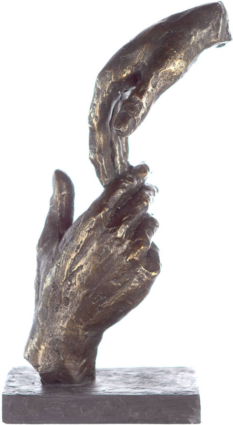 Casablanca by Gilde Dekofigur »Skulptur Two Hands, bronzefarben/grau«, Dekoobjekt, Höhe 29 cm, Hände, mit Spruchanhänger, Wohnzimmer von Casablanca by Gilde