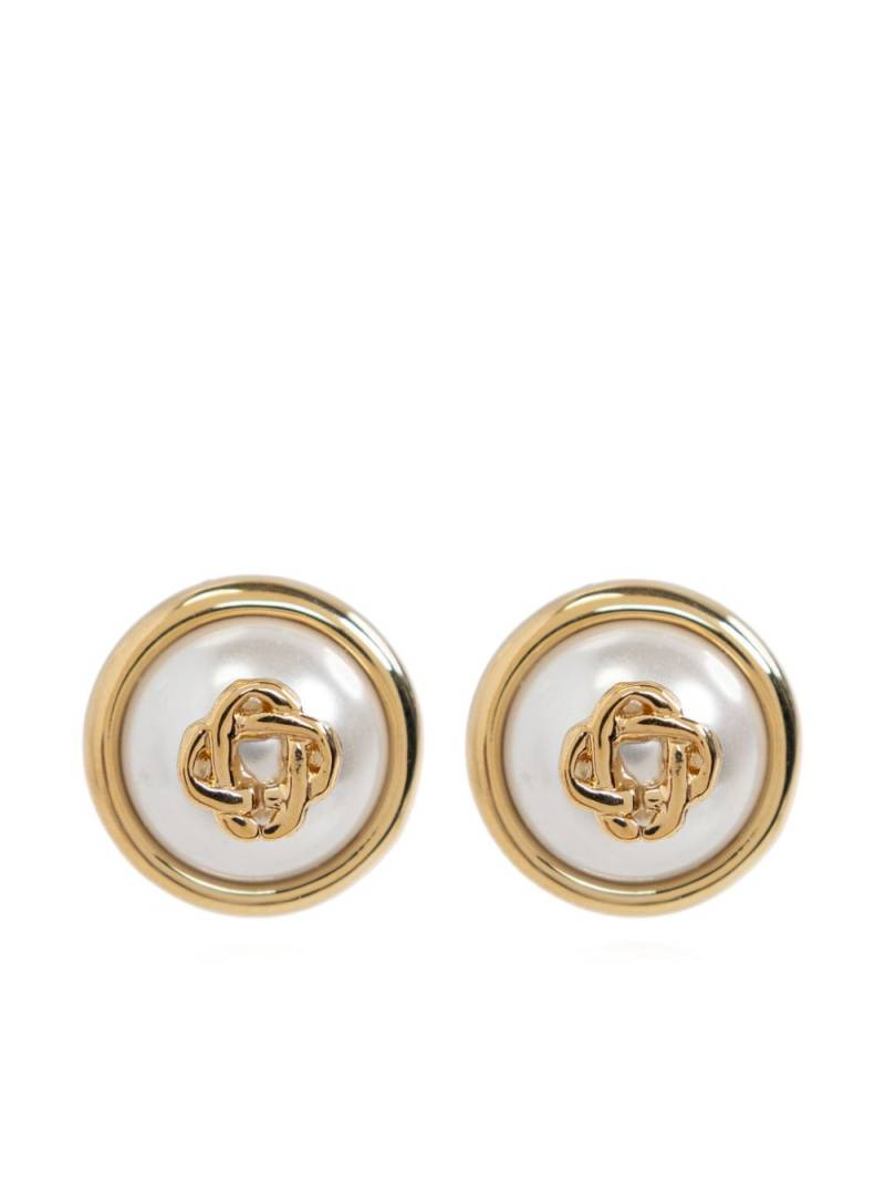 Casablanca Dome logo-plaque stud earrings - Gold von Casablanca