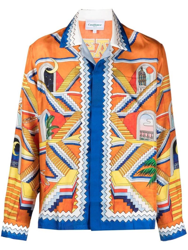 Casablanca Escalier Infinite print silk shirt - Orange von Casablanca