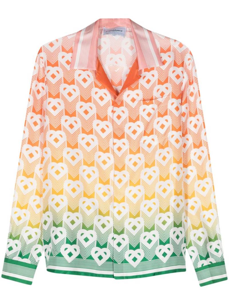 Casablanca Heart monogram-print silk shirt - Orange von Casablanca