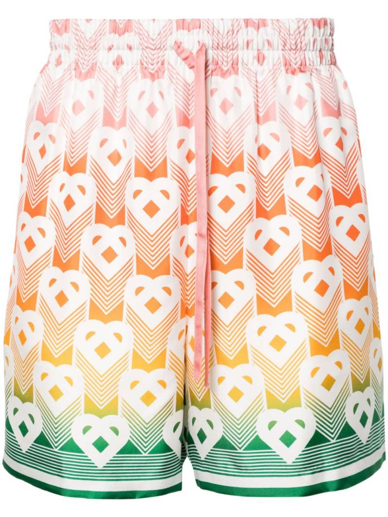 Casablanca Heart-monogram silk shorts - White von Casablanca