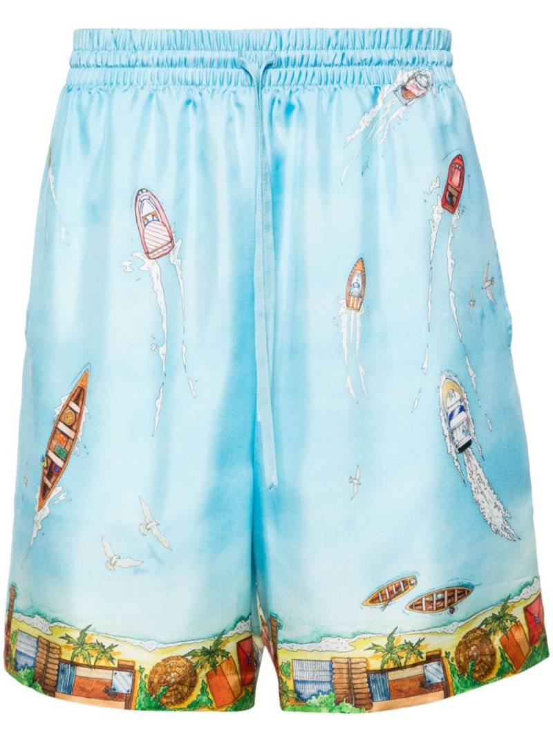 Casablanca Maison Sur Piloti silk shorts - Blue von Casablanca