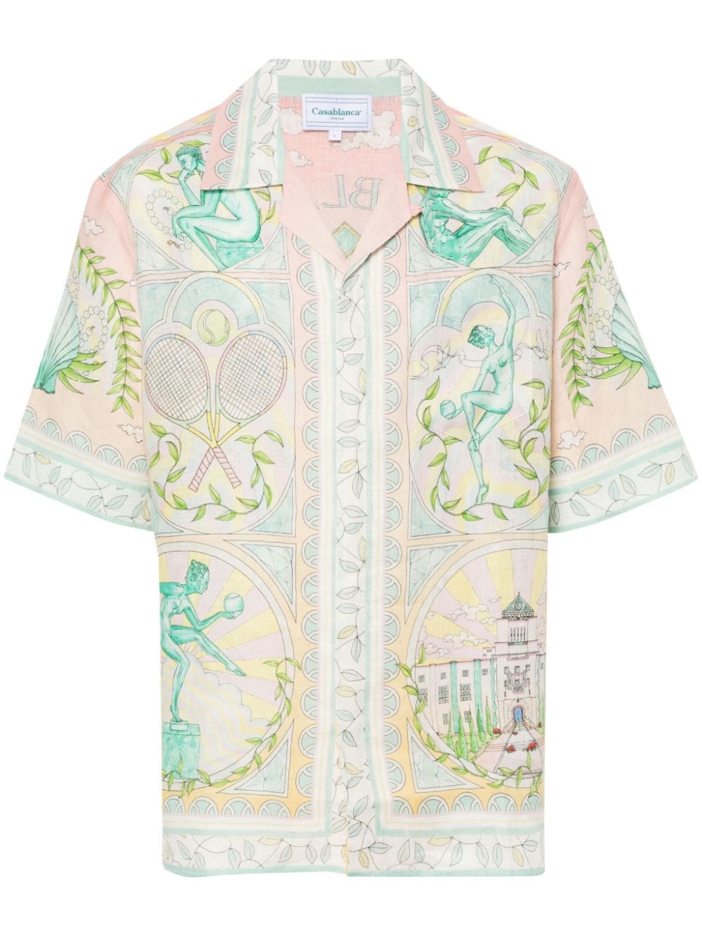 Casablanca Vase-print linen shirt - Pink von Casablanca