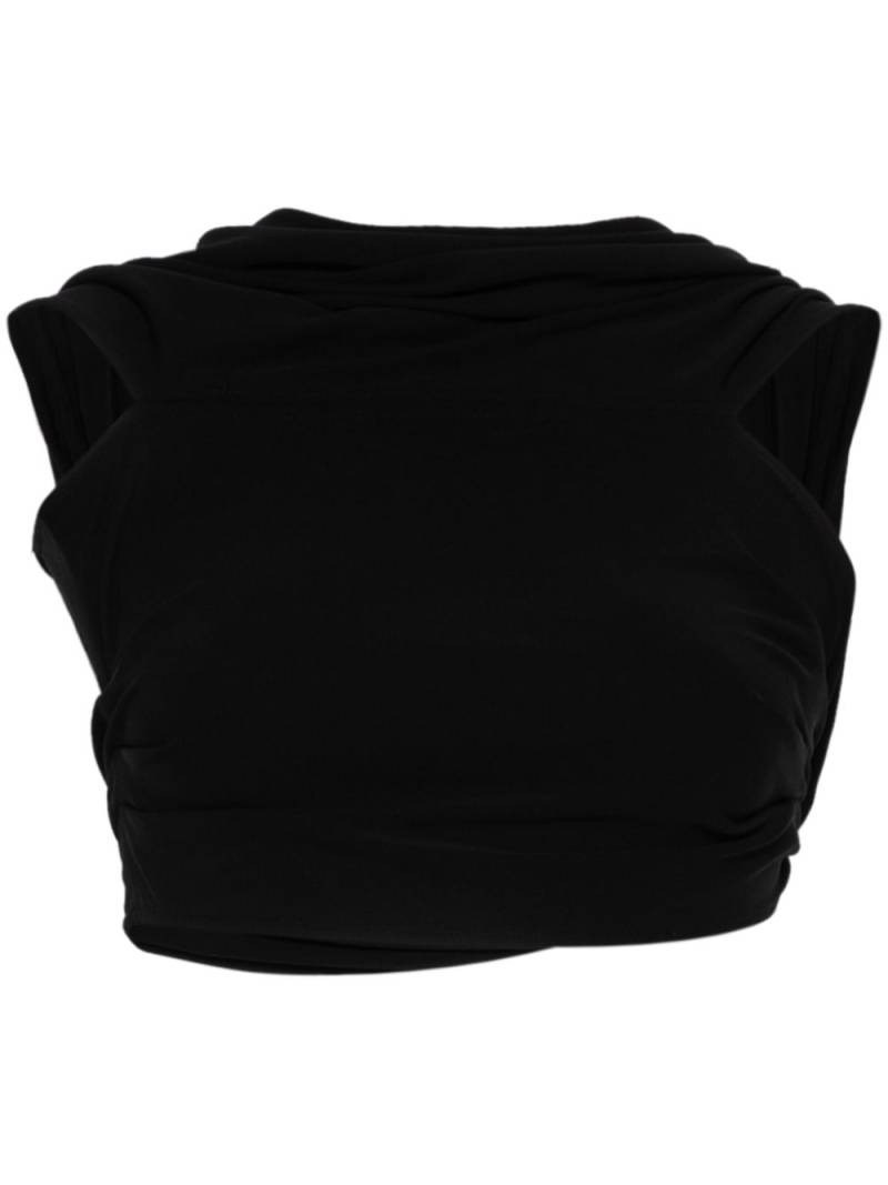 Casablanca crepe draped crop top - Black von Casablanca