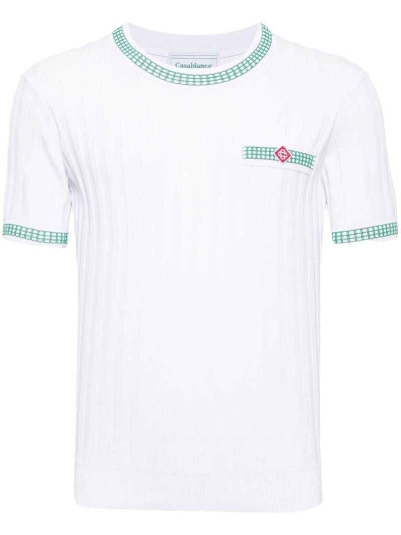 Casablanca crew-neck ribbed-knit T-shirt - White von Casablanca